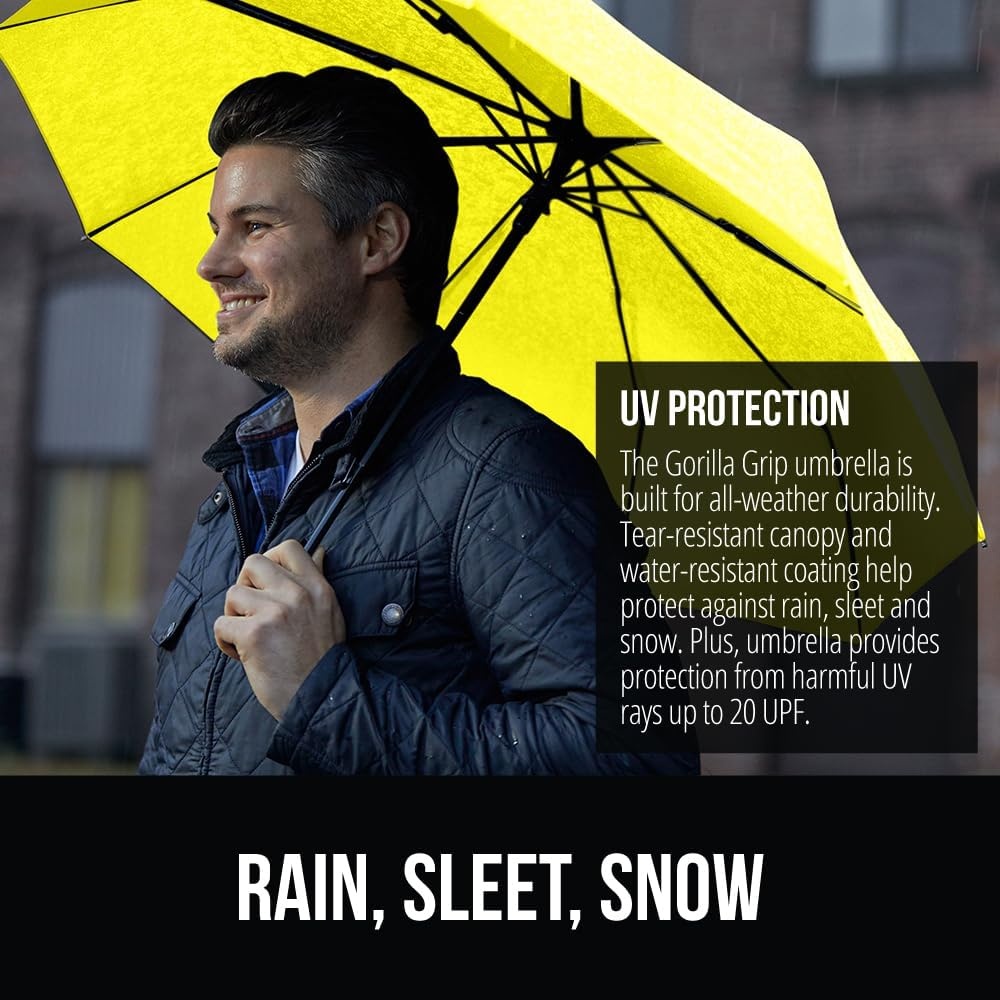image:imageGORILLA GRIP Compact Travel Size Umbrella for Rain Sleek Design Fits Backpack Purse and Carry On Lightweight Under 1lb One Click Open and Close Wind Resistant Durable Waterproof Quick Dry BlackYellow