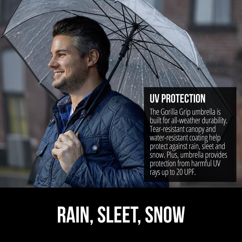 image:imageGORILLA GRIP Compact Travel Size Umbrella for Rain Sleek Design Fits Backpack Purse and Carry On Lightweight Under 1lb One Click Open and Close Wind Resistant Durable Waterproof Quick Dry BlackClear