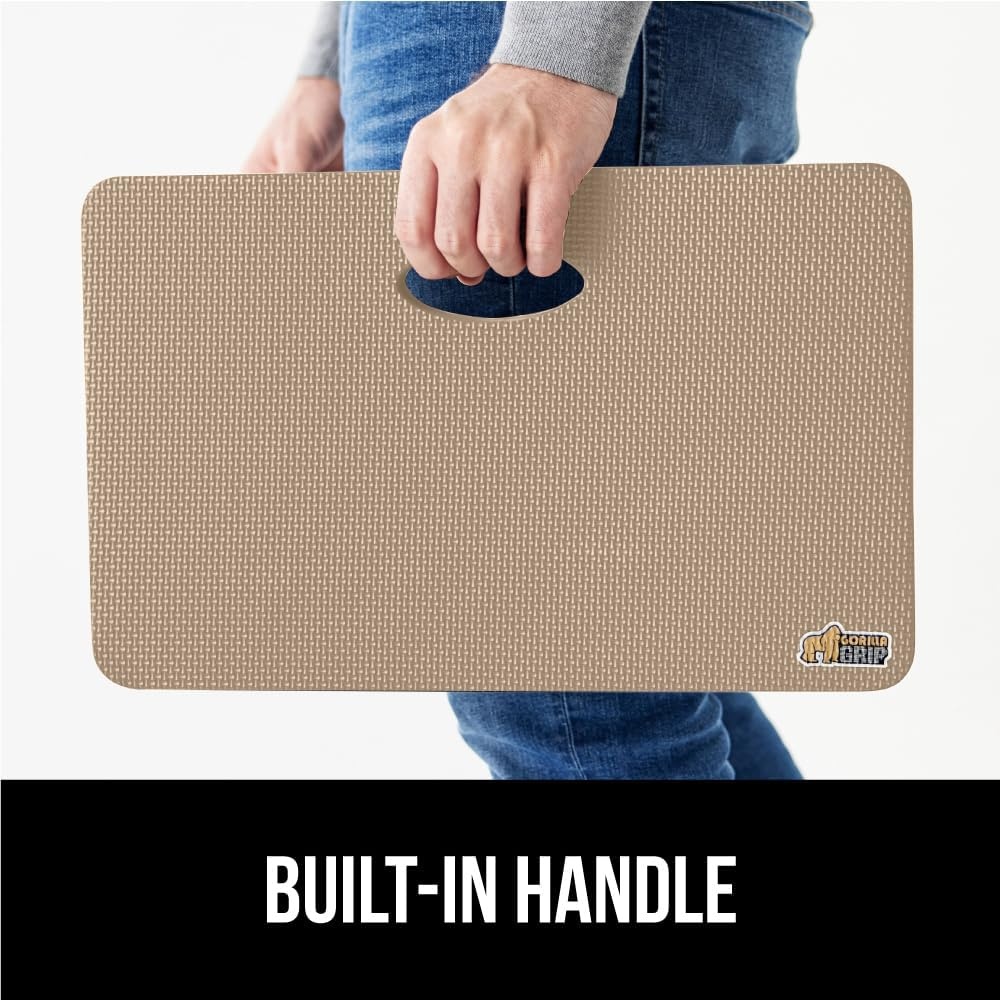 image:imageGORILLA GRIP Extra Thick Patent Pending Supportive Foam Kneeling Pad Large Cushion Knee Pads for Gardening Baby Bath Time Dirt and Water Resistant Workout and Garden Supplies 175x11 BlackBeige