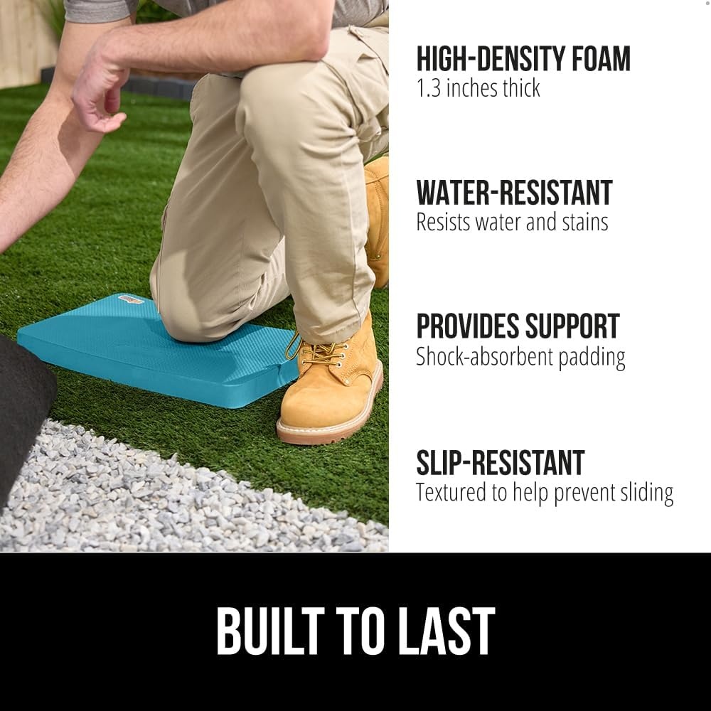 image:imageGORILLA GRIP Extra Thick Patent Pending Supportive Foam Kneeling Pad Large Cushion Knee Pads for Gardening Baby Bath Time Dirt and Water Resistant Workout and Garden Supplies 175x11 BlackTurquoise