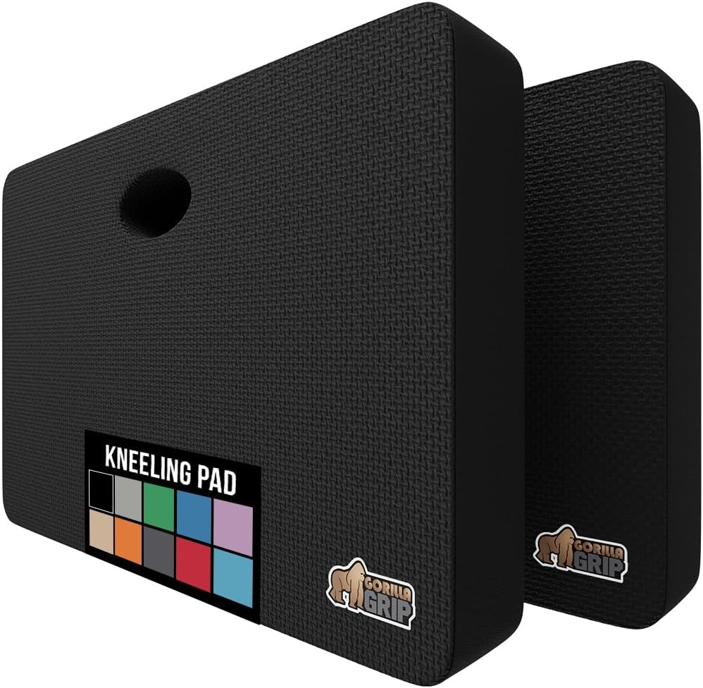 image:imageGORILLA GRIP Extra Thick Patent Pending Supportive Foam Kneeling Pad Large Cushion Knee Pads for Gardening Baby Bath Time Dirt and Water Resistant Workout and Garden Supplies 175x11 BlackBlack