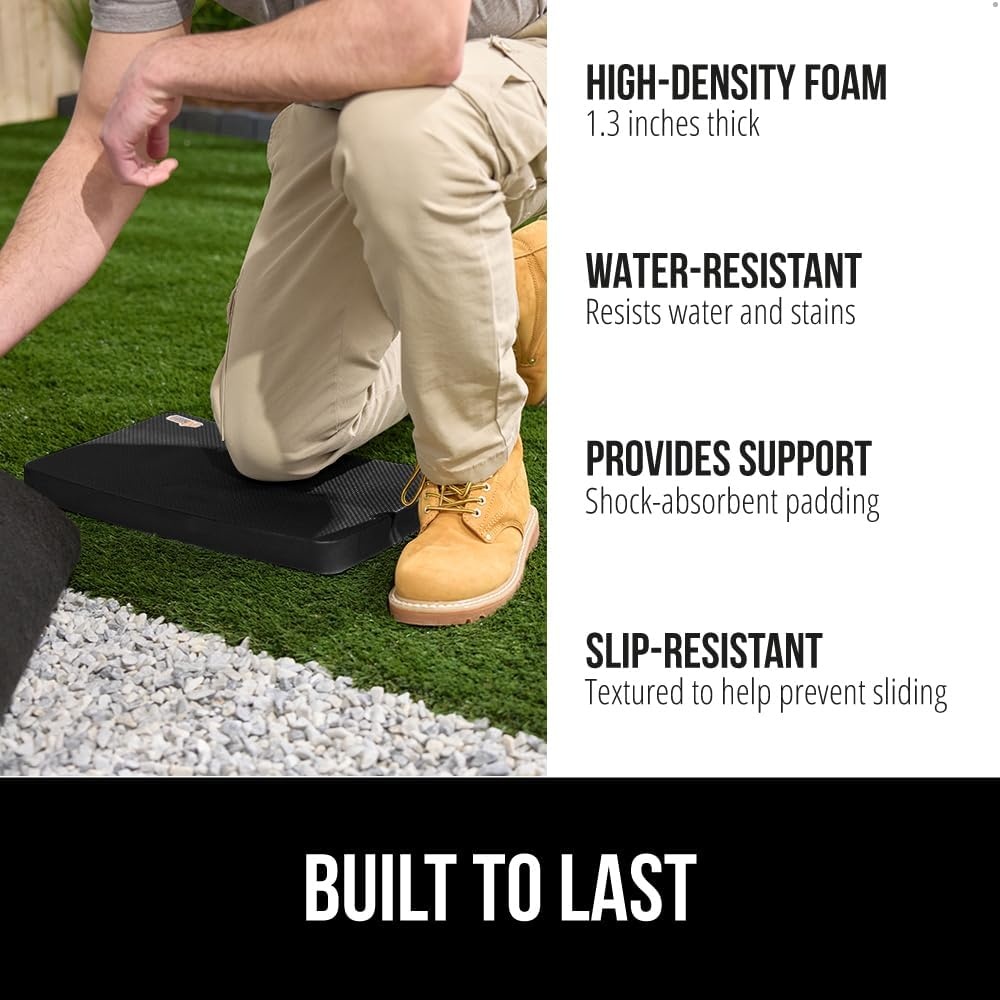 image:imageGORILLA GRIP Extra Thick Patent Pending Supportive Foam Kneeling Pad Large Cushion Knee Pads for Gardening Baby Bath Time Dirt and Water Resistant Workout and Garden Supplies 175x11 BlackBlack