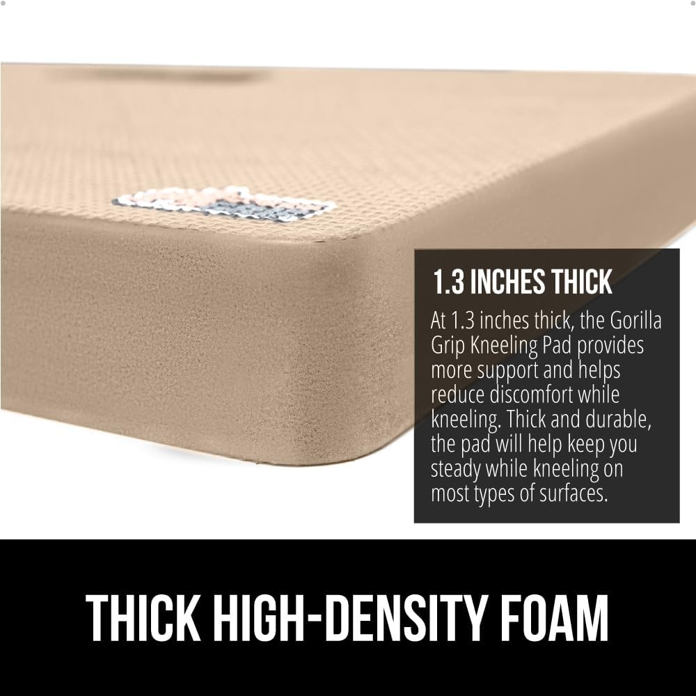 image:imageGORILLA GRIP Extra Thick Patent Pending Supportive Foam Kneeling Pad Large Cushion Knee Pads for Gardening Baby Bath Time Dirt and Water Resistant Workout and Garden Supplies 175x11 BlackBeige