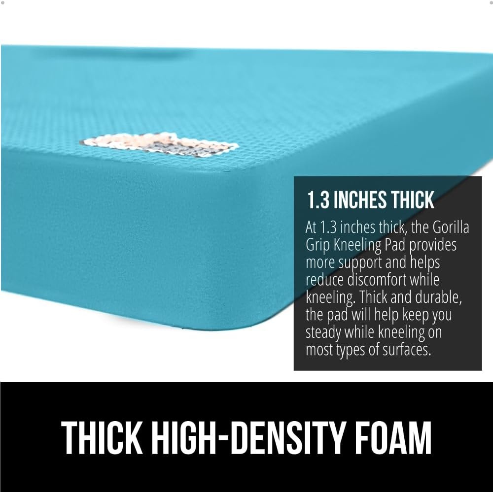 image:imageGORILLA GRIP Extra Thick Patent Pending Supportive Foam Kneeling Pad Large Cushion Knee Pads for Gardening Baby Bath Time Dirt and Water Resistant Workout and Garden Supplies 175x11 BlackTurquoise