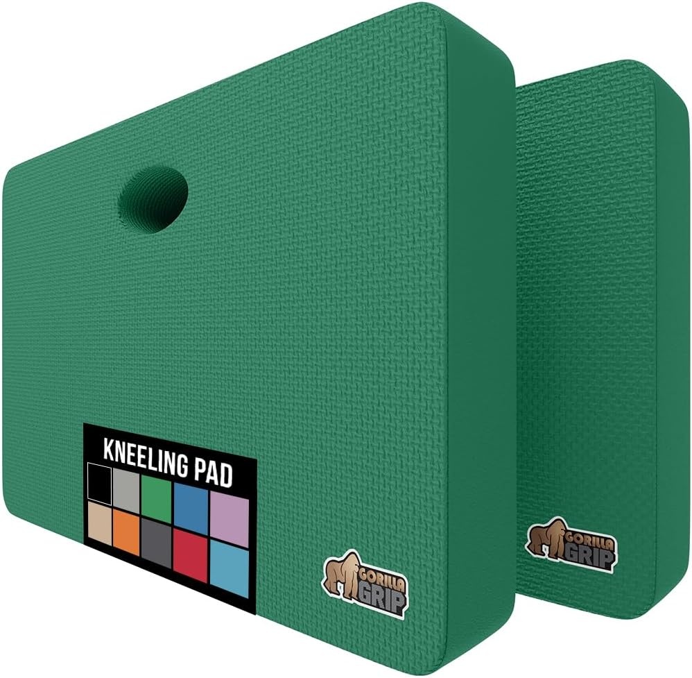 image:imageGORILLA GRIP Extra Thick Patent Pending Supportive Foam Kneeling Pad Large Cushion Knee Pads for Gardening Baby Bath Time Dirt and Water Resistant Workout and Garden Supplies 175x11 BlackGrass