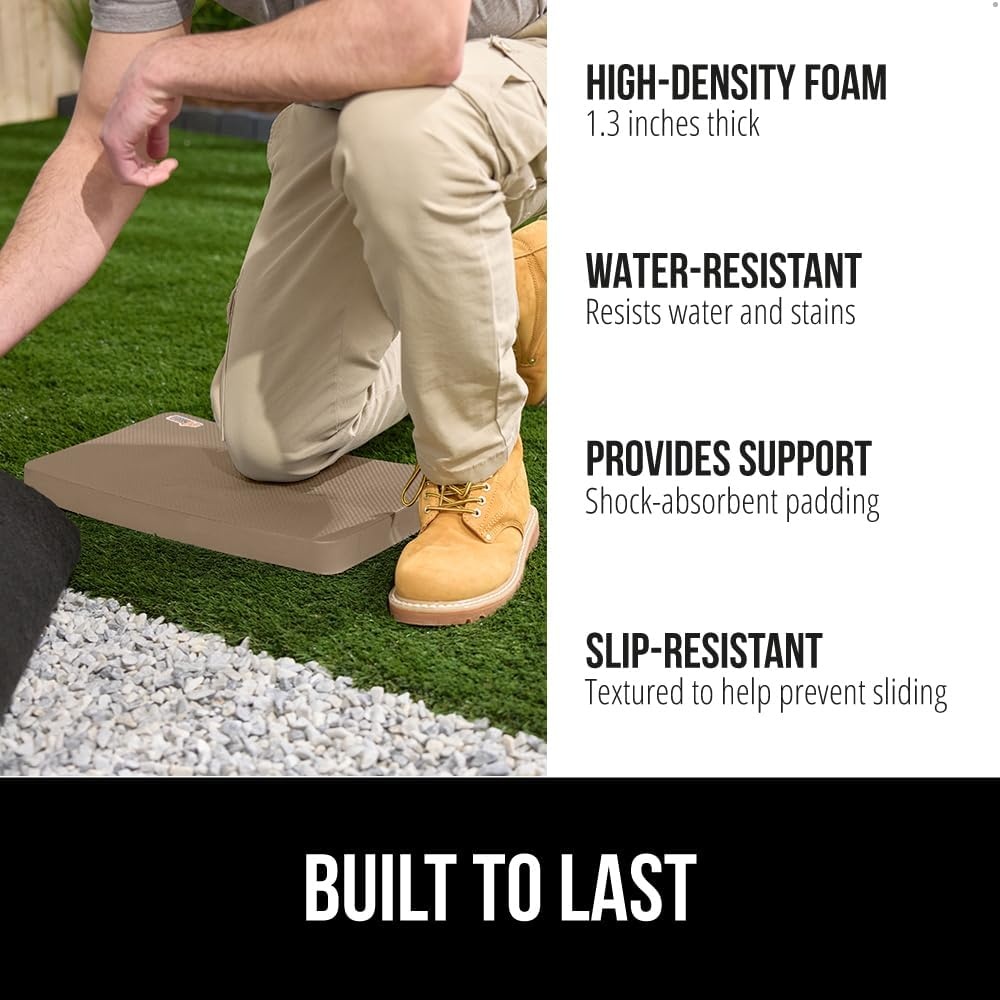 image:imageGORILLA GRIP Extra Thick Patent Pending Supportive Foam Kneeling Pad Large Cushion Knee Pads for Gardening Baby Bath Time Dirt and Water Resistant Workout and Garden Supplies 175x11 BlackBeige