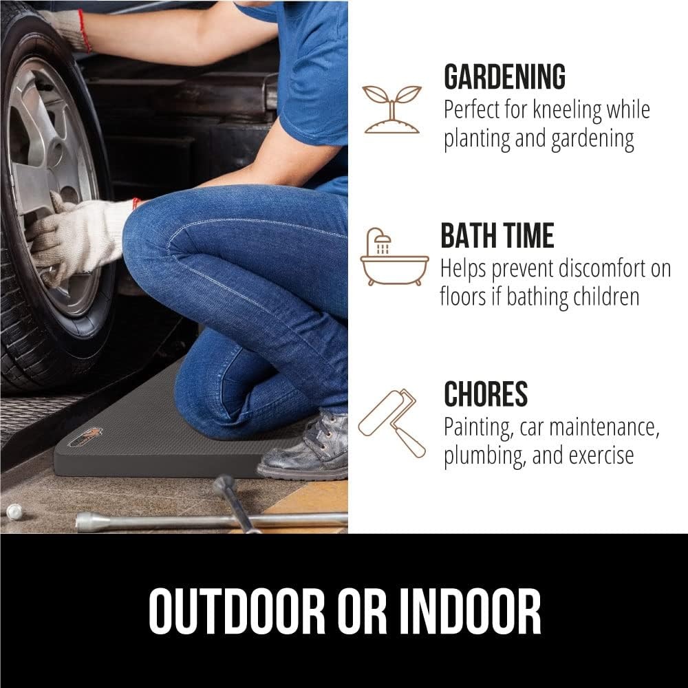 image:imageGORILLA GRIP Extra Thick Patent Pending Supportive Foam Kneeling Pad Large Cushion Knee Pads for Gardening Baby Bath Time Dirt and Water Resistant Workout and Garden Supplies 175x11 BlackCharcoal