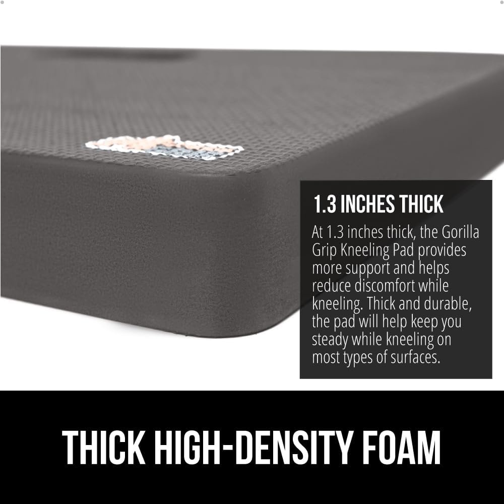 image:imageGORILLA GRIP Extra Thick Patent Pending Supportive Foam Kneeling Pad Large Cushion Knee Pads for Gardening Baby Bath Time Dirt and Water Resistant Workout and Garden Supplies 175x11 BlackCharcoal