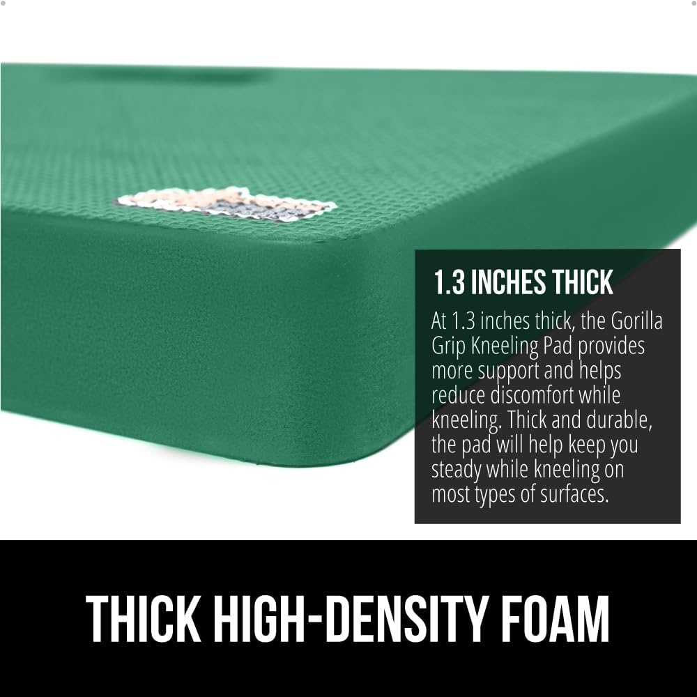image:imageGORILLA GRIP Extra Thick Patent Pending Supportive Foam Kneeling Pad Large Cushion Knee Pads for Gardening Baby Bath Time Dirt and Water Resistant Workout and Garden Supplies 175x11 BlackGrass