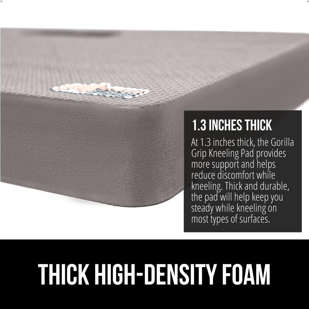 image:imageGORILLA GRIP Extra Thick Patent Pending Supportive Foam Kneeling Pad Large Cushion Knee Pads for Gardening Baby Bath Time Dirt and Water Resistant Workout and Garden Supplies 175x11 BlackGray
