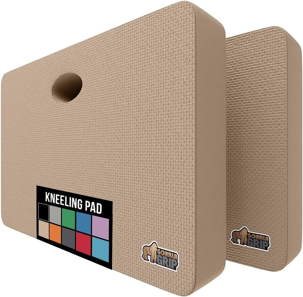 image:imageGORILLA GRIP Extra Thick Patent Pending Supportive Foam Kneeling Pad Large Cushion Knee Pads for Gardening Baby Bath Time Dirt and Water Resistant Workout and Garden Supplies 175x11 BlackBeige