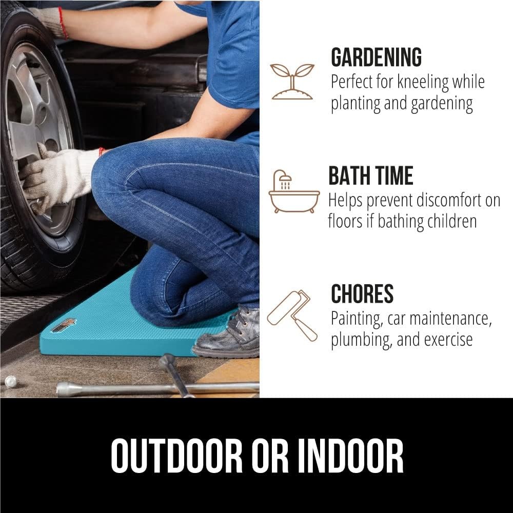 image:imageGORILLA GRIP Extra Thick Patent Pending Supportive Foam Kneeling Pad Large Cushion Knee Pads for Gardening Baby Bath Time Dirt and Water Resistant Workout and Garden Supplies 175x11 BlackTurquoise