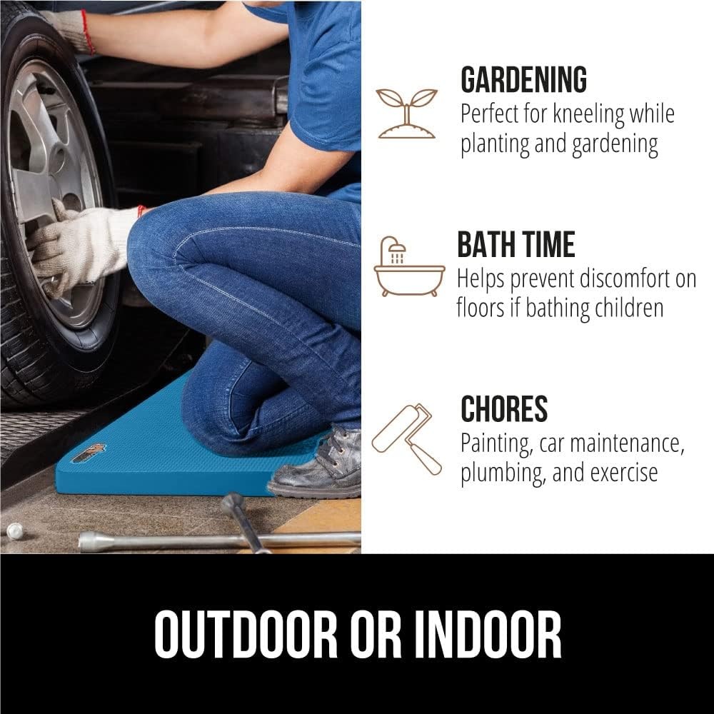 image:imageGORILLA GRIP Extra Thick Patent Pending Supportive Foam Kneeling Pad Large Cushion Knee Pads for Gardening Baby Bath Time Dirt and Water Resistant Workout and Garden Supplies 175x11 BlackBlue