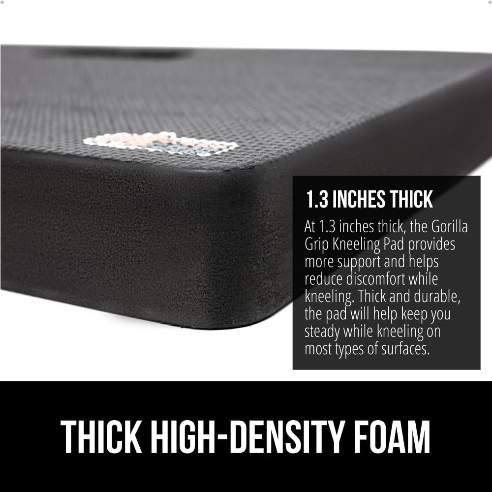 image:imageGORILLA GRIP Extra Thick Patent Pending Supportive Foam Kneeling Pad Large Cushion Knee Pads for Gardening Baby Bath Time Dirt and Water Resistant Workout and Garden Supplies 175x11 BlackBlack