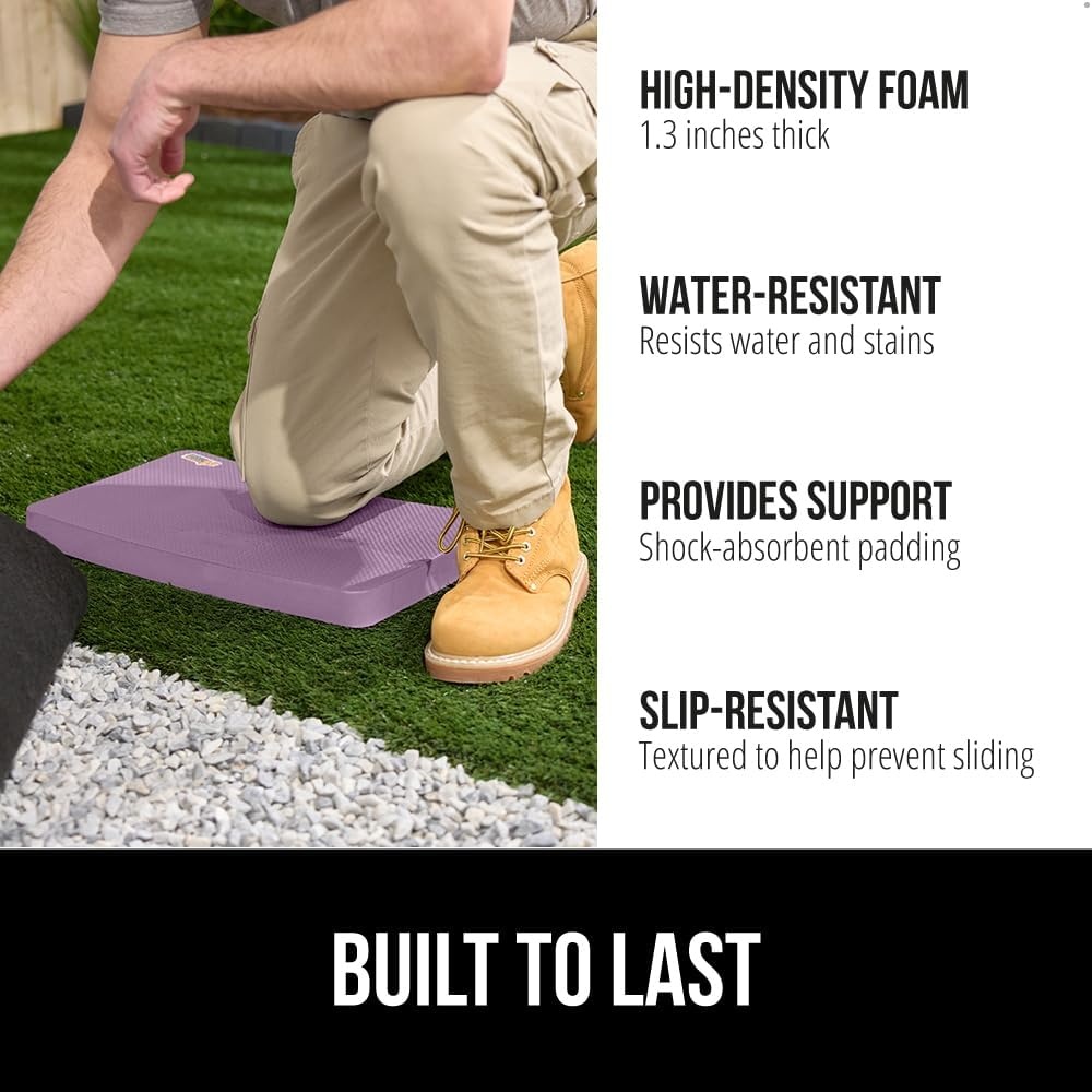 image:imageGORILLA GRIP Extra Thick Patent Pending Supportive Foam Kneeling Pad Large Cushion Knee Pads for Gardening Baby Bath Time Dirt and Water Resistant Workout and Garden Supplies 175x11 BlackPurple