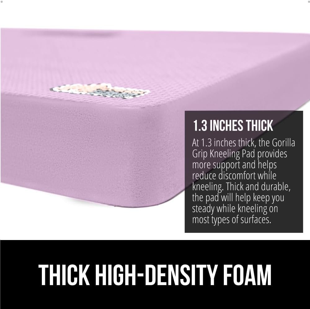 image:imageGORILLA GRIP Extra Thick Patent Pending Supportive Foam Kneeling Pad Large Cushion Knee Pads for Gardening Baby Bath Time Dirt and Water Resistant Workout and Garden Supplies 175x11 BlackPurple