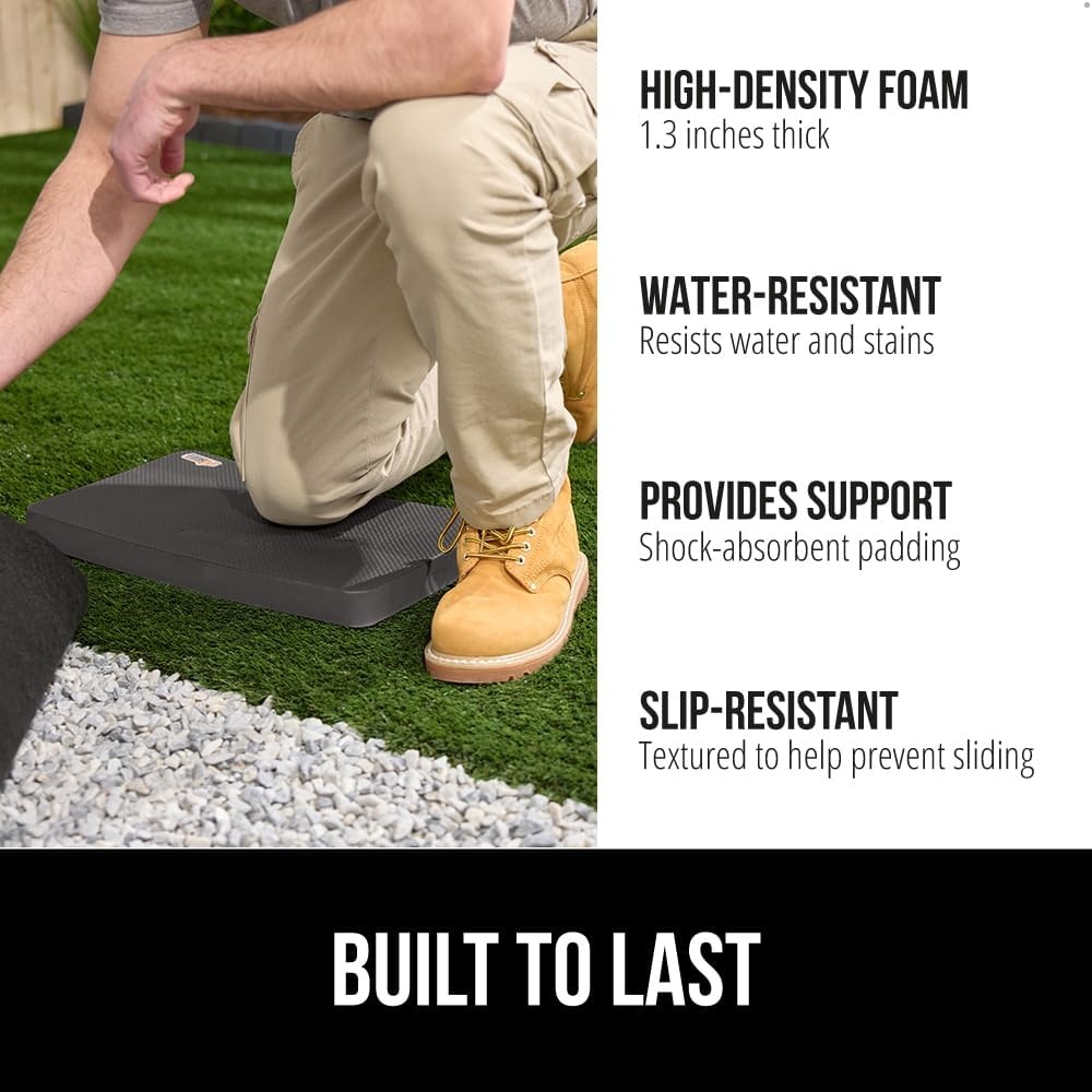 image:imageGORILLA GRIP Extra Thick Patent Pending Supportive Foam Kneeling Pad Large Cushion Knee Pads for Gardening Baby Bath Time Dirt and Water Resistant Workout and Garden Supplies 175x11 BlackCharcoal