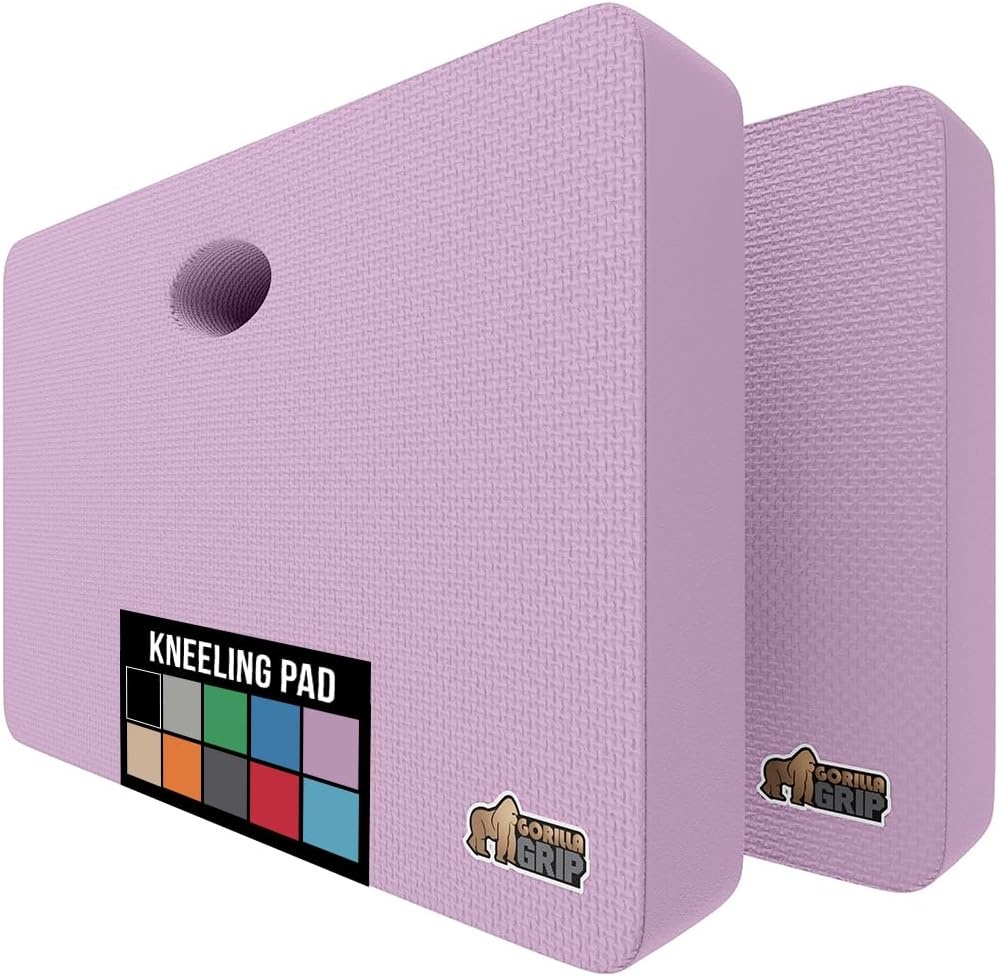 image:imageGORILLA GRIP Extra Thick Patent Pending Supportive Foam Kneeling Pad Large Cushion Knee Pads for Gardening Baby Bath Time Dirt and Water Resistant Workout and Garden Supplies 175x11 BlackPurple