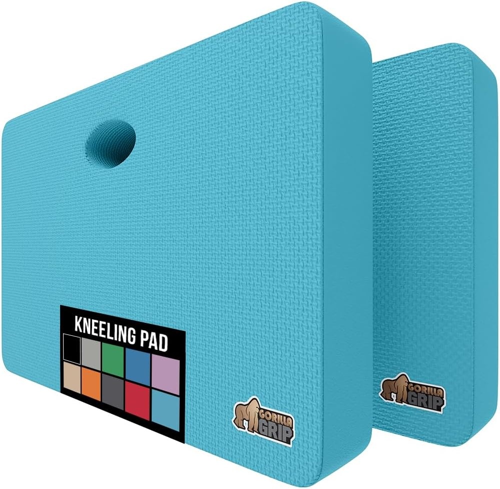 image:imageGORILLA GRIP Extra Thick Patent Pending Supportive Foam Kneeling Pad Large Cushion Knee Pads for Gardening Baby Bath Time Dirt and Water Resistant Workout and Garden Supplies 175x11 BlackTurquoise