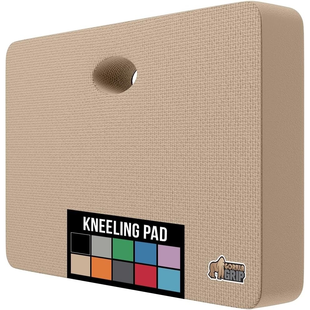 image:imageGORILLA GRIP Extra Thick Patent Pending Supportive Foam Kneeling Pad Large Cushion Knee Pads for Gardening Baby Bath Time Dirt and Water Resistant Workout and Garden Supplies 175x11 BlackBeige