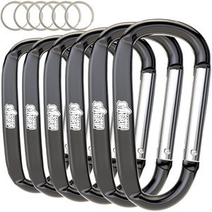 image:imageGORILLA GRIP Carabiner Clip 3 D Ring Heavy Duty Aluminum Key Holder Clips Hold 170lbs Rust ScratchResistant Camping Essentials Hiking Gear Tactical Backpacking KeychainsBlack