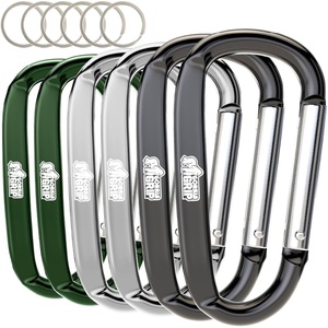 image:imageGORILLA GRIP Carabiner Clip 3 D Ring Heavy Duty Aluminum Key Holder Clips Hold 170lbs Rust ScratchResistant Camping Essentials Hiking Gear Tactical Backpacking KeychainsBlackSilverHunter Green