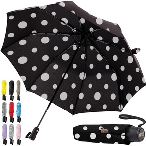image:imageGORILLA GRIP Compact Travel Size Umbrella for Rain Sleek Design Fits Backpack Purse and Carry On Lightweight Under 1lb One Click Open and Close Wind Resistant Durable Waterproof Quick Dry BlackPolka Dots