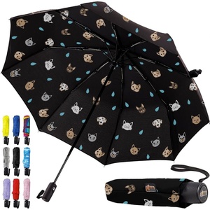 image:imageGORILLA GRIP Compact Travel Size Umbrella for Rain Sleek Design Fits Backpack Purse and Carry On Lightweight Under 1lb One Click Open and Close Wind Resistant Durable Waterproof Quick Dry BlackCats  Dogs
