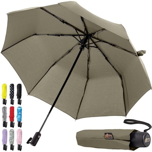 image:imageGORILLA GRIP Compact Travel Size Umbrella for Rain Sleek Design Fits Backpack Purse and Carry On Lightweight Under 1lb One Click Open and Close Wind Resistant Durable Waterproof Quick Dry BlackBeige