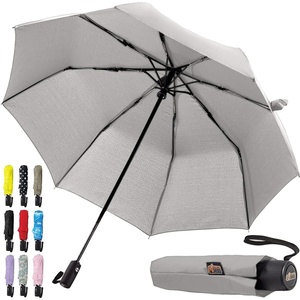 image:imageGORILLA GRIP Compact Travel Size Umbrella for Rain Sleek Design Fits Backpack Purse and Carry On Lightweight Under 1lb One Click Open and Close Wind Resistant Durable Waterproof Quick Dry BlackGray