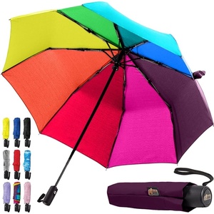 image:imageGORILLA GRIP Compact Travel Size Umbrella for Rain Sleek Design Fits Backpack Purse and Carry On Lightweight Under 1lb One Click Open and Close Wind Resistant Durable Waterproof Quick Dry BlackRainbow