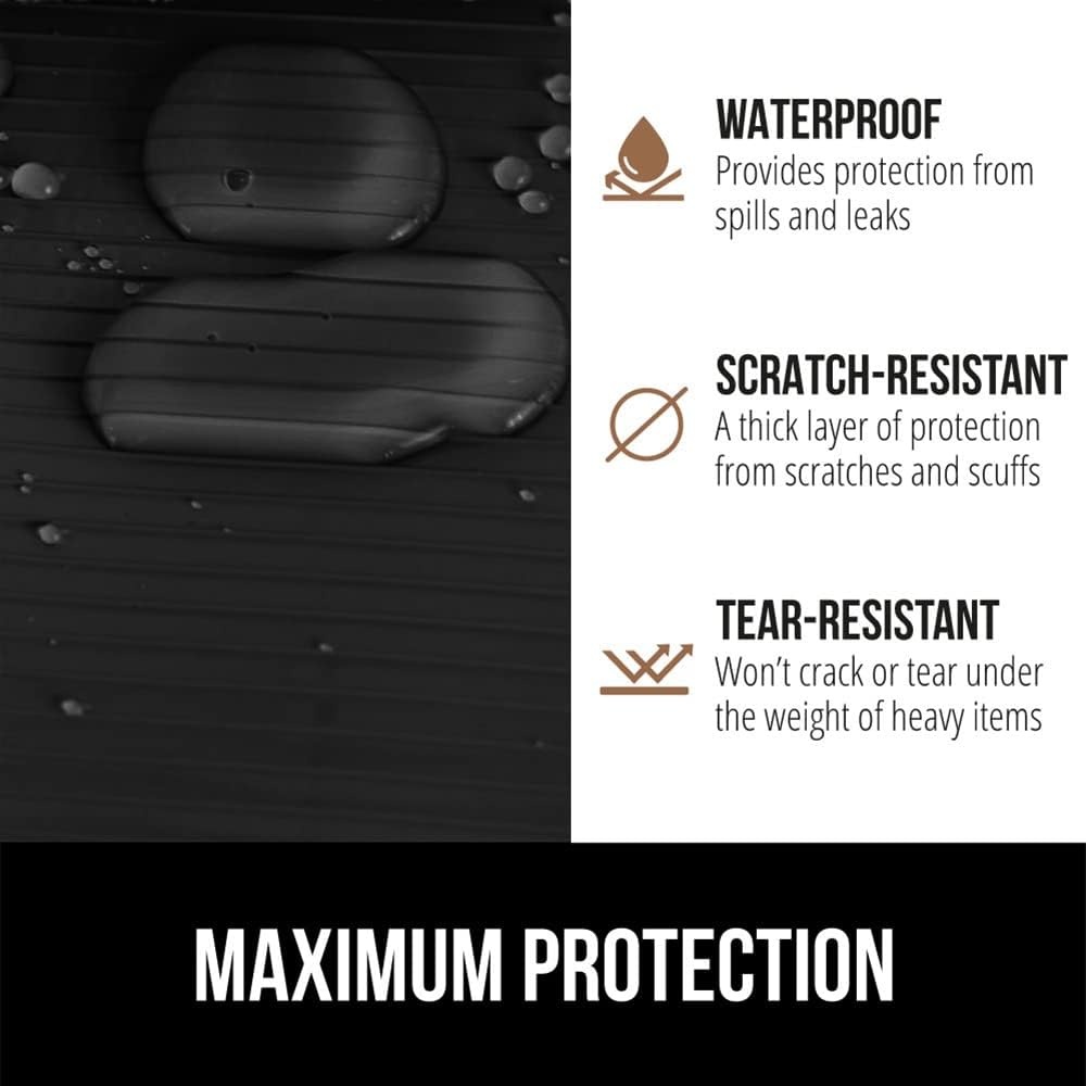 image:imageGORILLA GRIP DuraGuard Shelf Liner NonAdhesive Cabinet Liners for Kitchen Drawers Shelves Refrigerator Pantry Storage Bathroom Closet Durable Waterproof BPA Free Ribbed Plastic 12x20 ClearBlack Onyx Ribbed