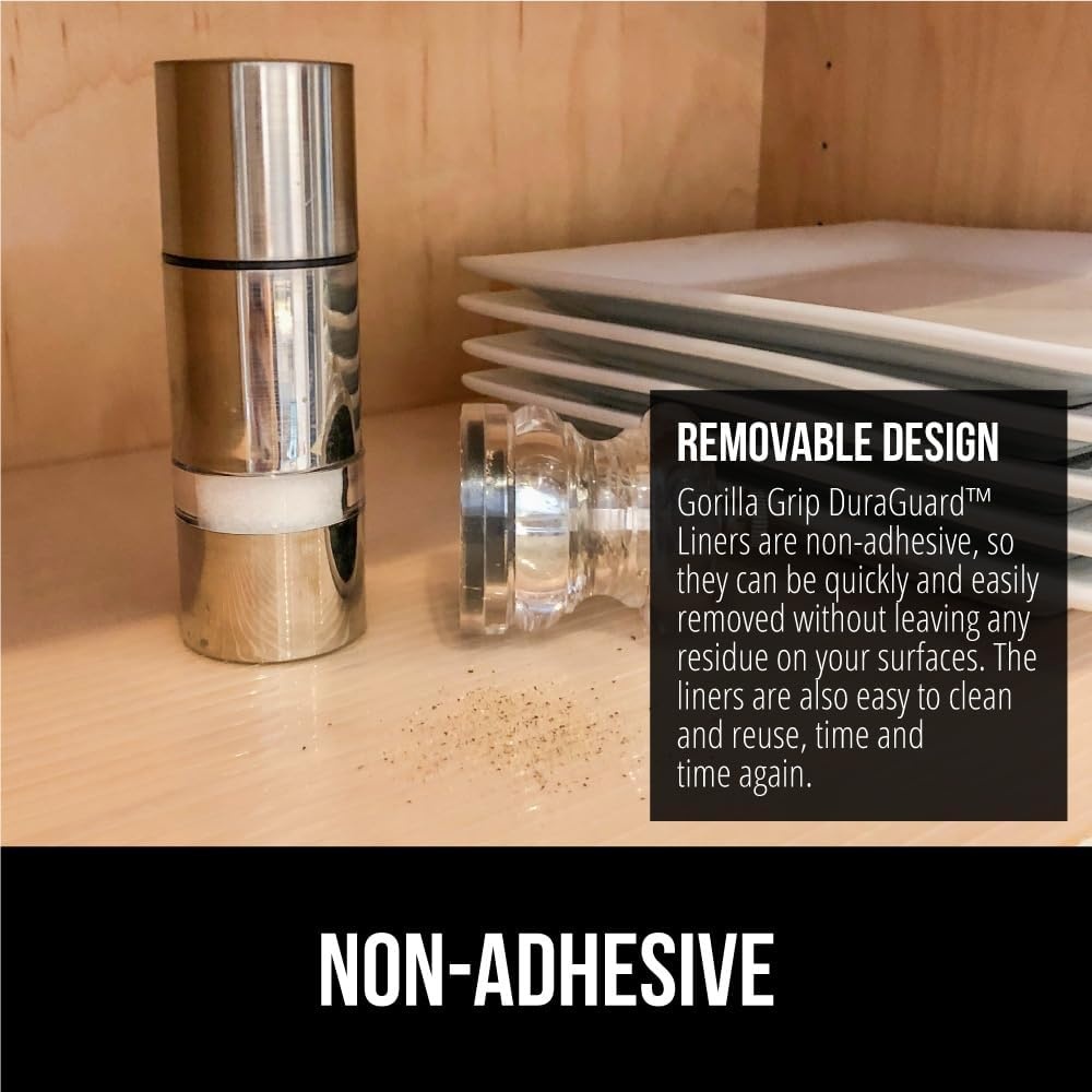 image:imageGORILLA GRIP DuraGuard Shelf Liner NonAdhesive Cabinet Liners for Kitchen Drawers Shelves Refrigerator Pantry Storage Bathroom Closet Durable Waterproof BPA Free Ribbed Plastic 12x20 ClearClear Ribbed