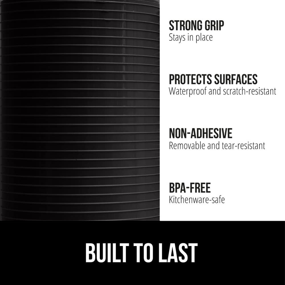 image:imageGORILLA GRIP DuraGuard Shelf Liner NonAdhesive Cabinet Liners for Kitchen Drawers Shelves Refrigerator Pantry Storage Bathroom Closet Durable Waterproof BPA Free Ribbed Plastic 12x20 ClearBlack Onyx Ribbed