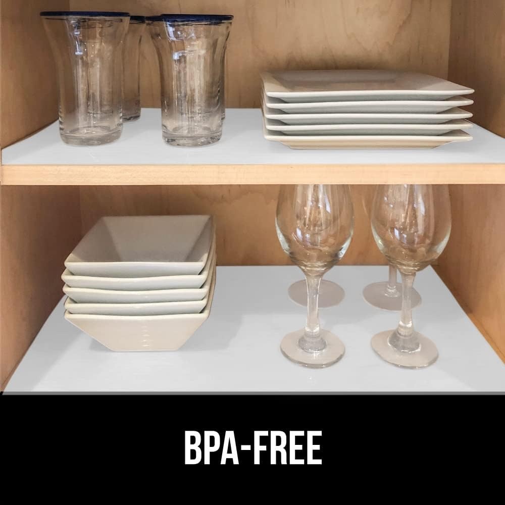 image:imageGORILLA GRIP DuraGuard Shelf Liner NonAdhesive Cabinet Liners for Kitchen Drawers Shelves Refrigerator Pantry Storage Bathroom Closet Durable Waterproof BPA Free Ribbed Plastic 12x20 ClearBright White Ribbed