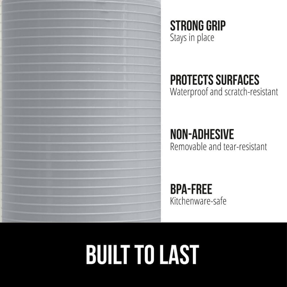 image:imageGORILLA GRIP DuraGuard Shelf Liner NonAdhesive Cabinet Liners for Kitchen Drawers Shelves Refrigerator Pantry Storage Bathroom Closet Durable Waterproof BPA Free Ribbed Plastic 12x20 ClearLight Gray Ribbed