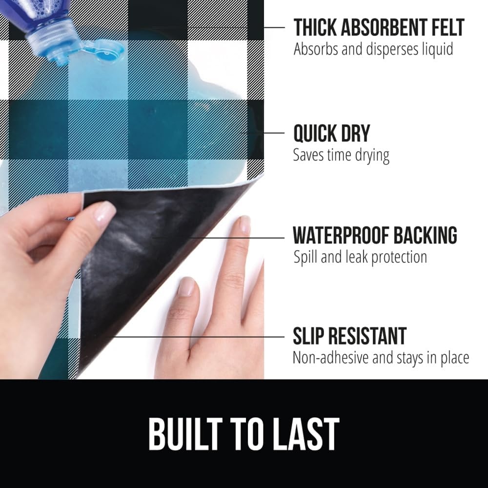 image:imageGORILLA GRIP LeakGuard NonAdhesive Under Sink Mat for Kitchen Cabinet Waterproof Quick Dry Shelf Liner Durable Absorbent Felt Mats for Bathroom Sinks Cabinets Dresser Easy to Trim 24x30 CharcoalBuffalo Checkered Black White