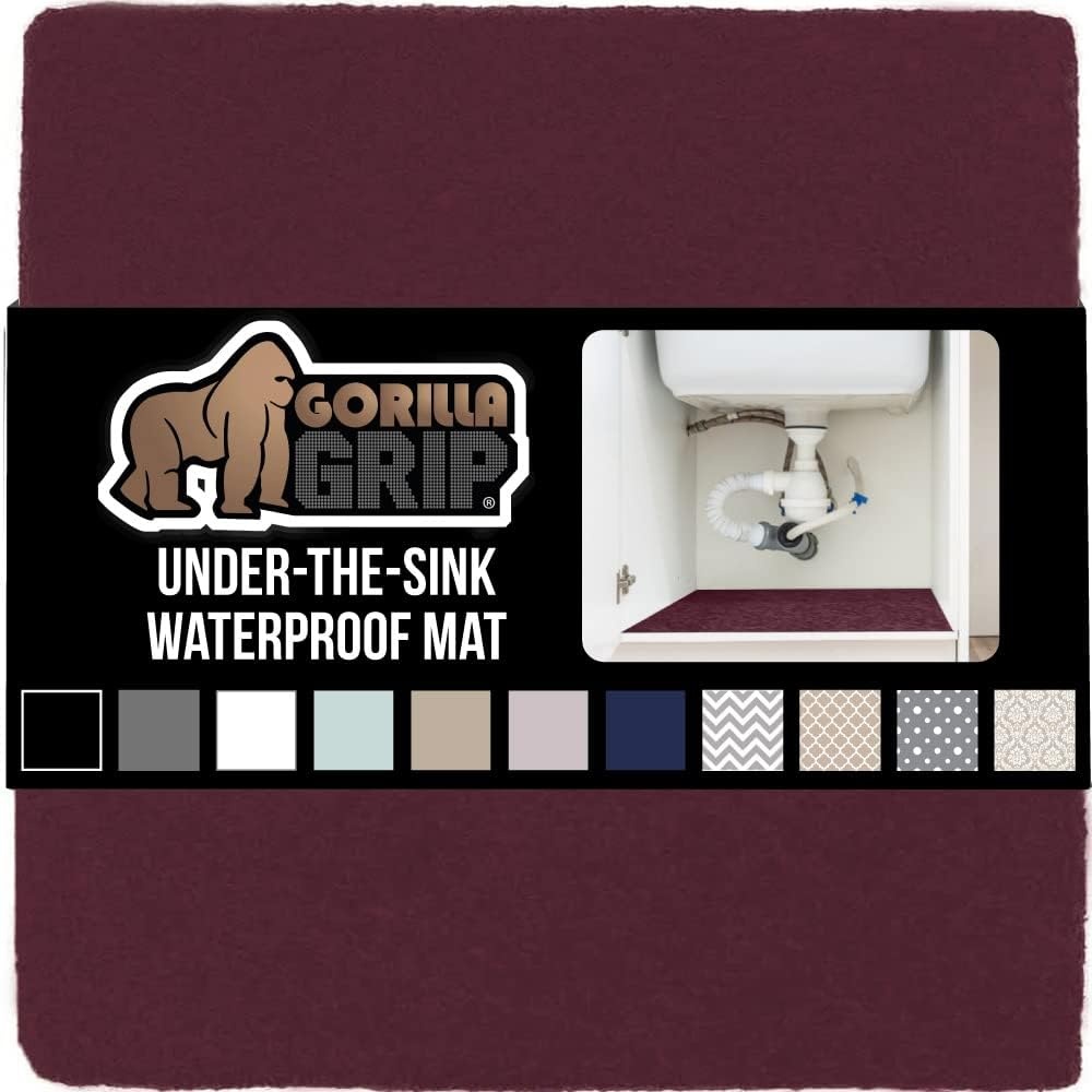 image:imageGORILLA GRIP LeakGuard NonAdhesive Under Sink Mat for Kitchen Cabinet Waterproof Quick Dry Shelf Liner Durable Absorbent Felt Mats for Bathroom Sinks Cabinets Dresser Easy to Trim 24x30 CharcoalWine