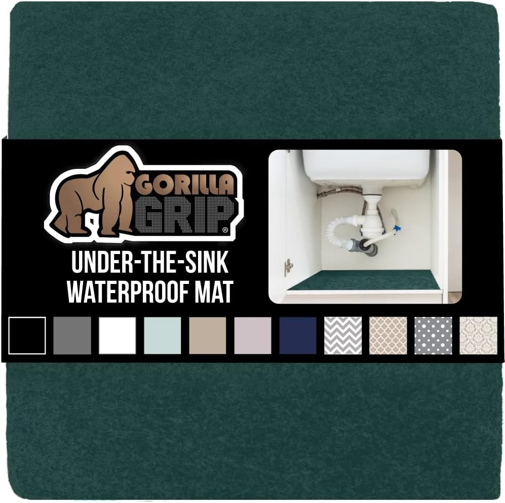 image:imageGORILLA GRIP LeakGuard NonAdhesive Under Sink Mat for Kitchen Cabinet Waterproof Quick Dry Shelf Liner Durable Absorbent Felt Mats for Bathroom Sinks Cabinets Dresser Easy to Trim 24x30 CharcoalHunter Green
