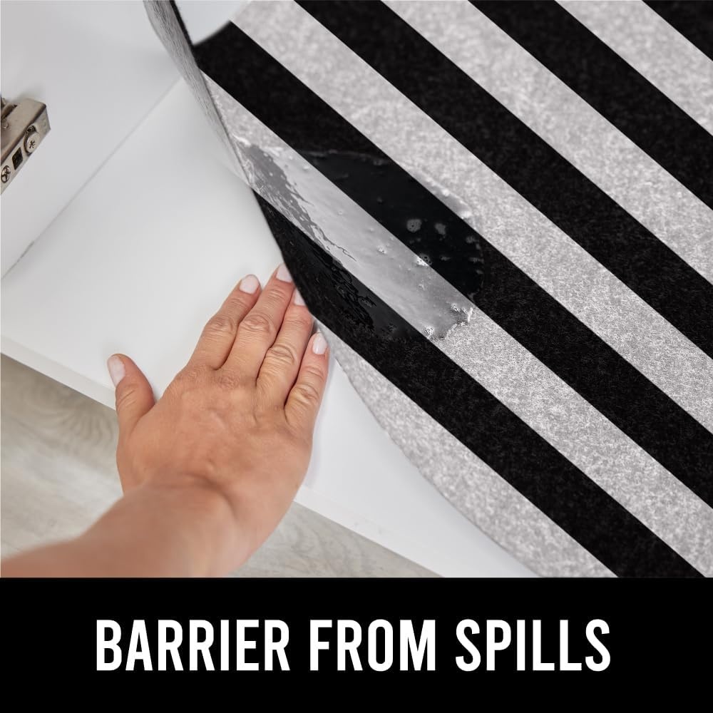 image:imageGORILLA GRIP LeakGuard NonAdhesive Under Sink Mat for Kitchen Cabinet Waterproof Quick Dry Shelf Liner Durable Absorbent Felt Mats for Bathroom Sinks Cabinets Dresser Easy to Trim 24x30 CharcoalStripe BlackWhite