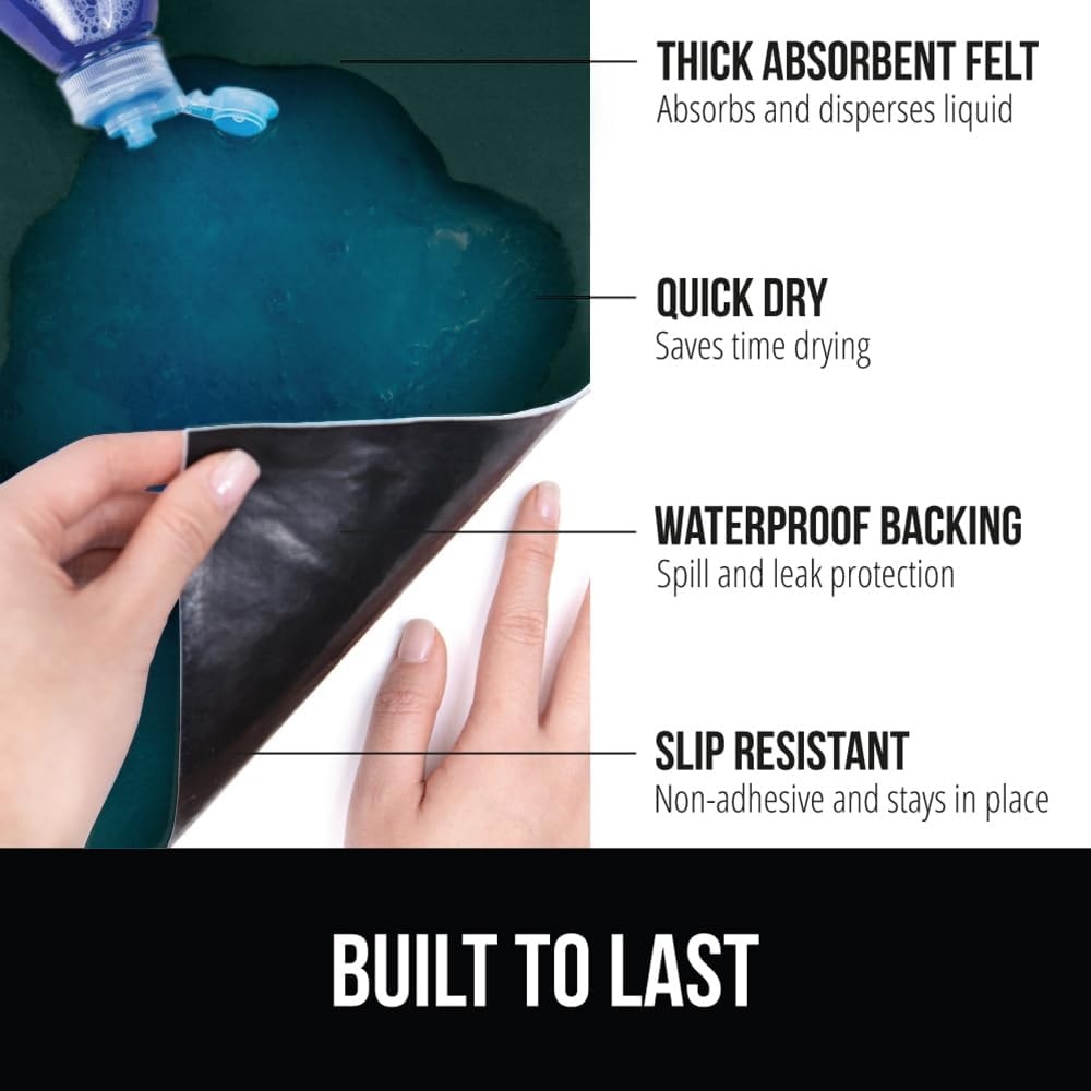 image:imageGORILLA GRIP LeakGuard NonAdhesive Under Sink Mat for Kitchen Cabinet Waterproof Quick Dry Shelf Liner Durable Absorbent Felt Mats for Bathroom Sinks Cabinets Dresser Easy to Trim 24x30 CharcoalHunter Green
