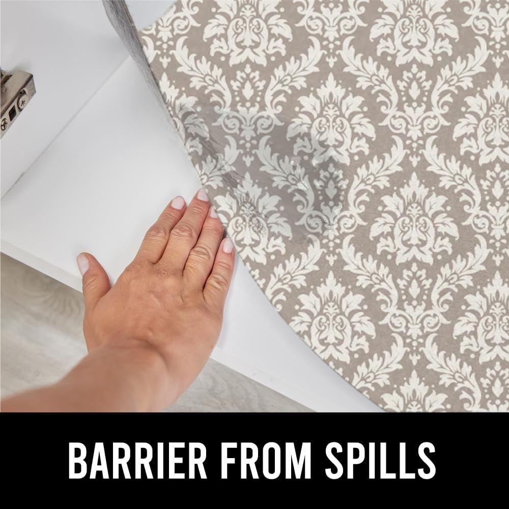image:imageGORILLA GRIP LeakGuard NonAdhesive Under Sink Mat for Kitchen Cabinet Waterproof Quick Dry Shelf Liner Durable Absorbent Felt Mats for Bathroom Sinks Cabinets Dresser Easy to Trim 24x30 CharcoalDamask TaupeCream