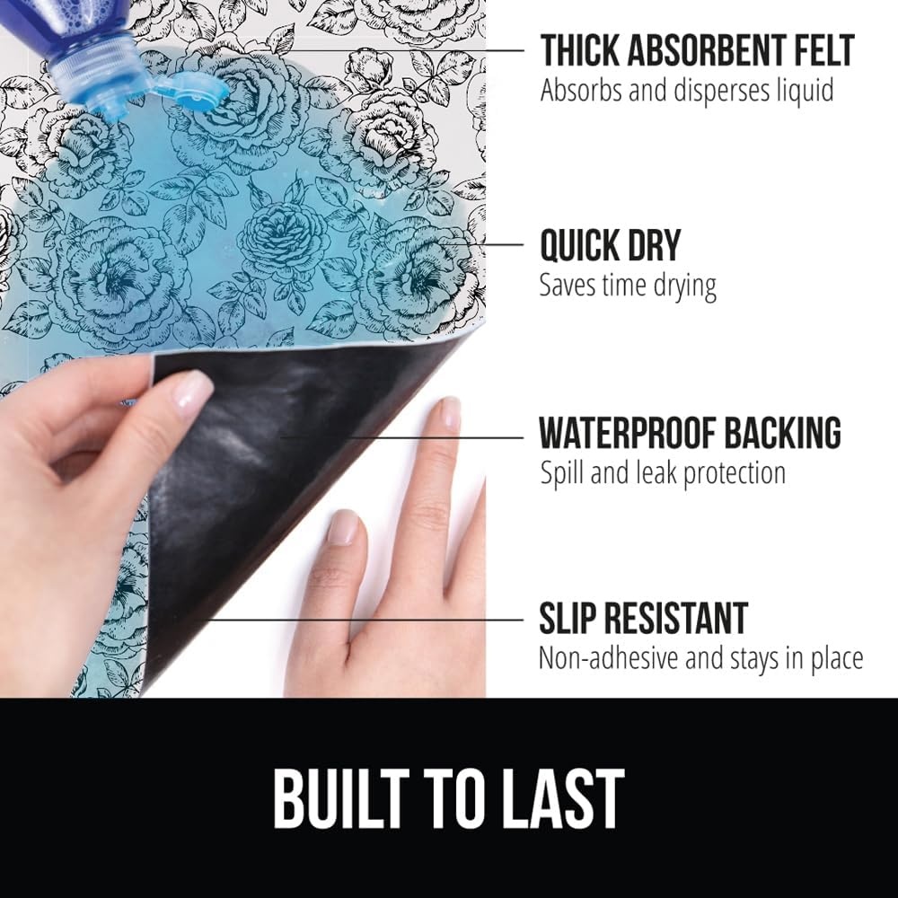 image:imageGORILLA GRIP LeakGuard NonAdhesive Under Sink Mat for Kitchen Cabinet Waterproof Quick Dry Shelf Liner Durable Absorbent Felt Mats for Bathroom Sinks Cabinets Dresser Easy to Trim 24x30 CharcoalFloral Gray