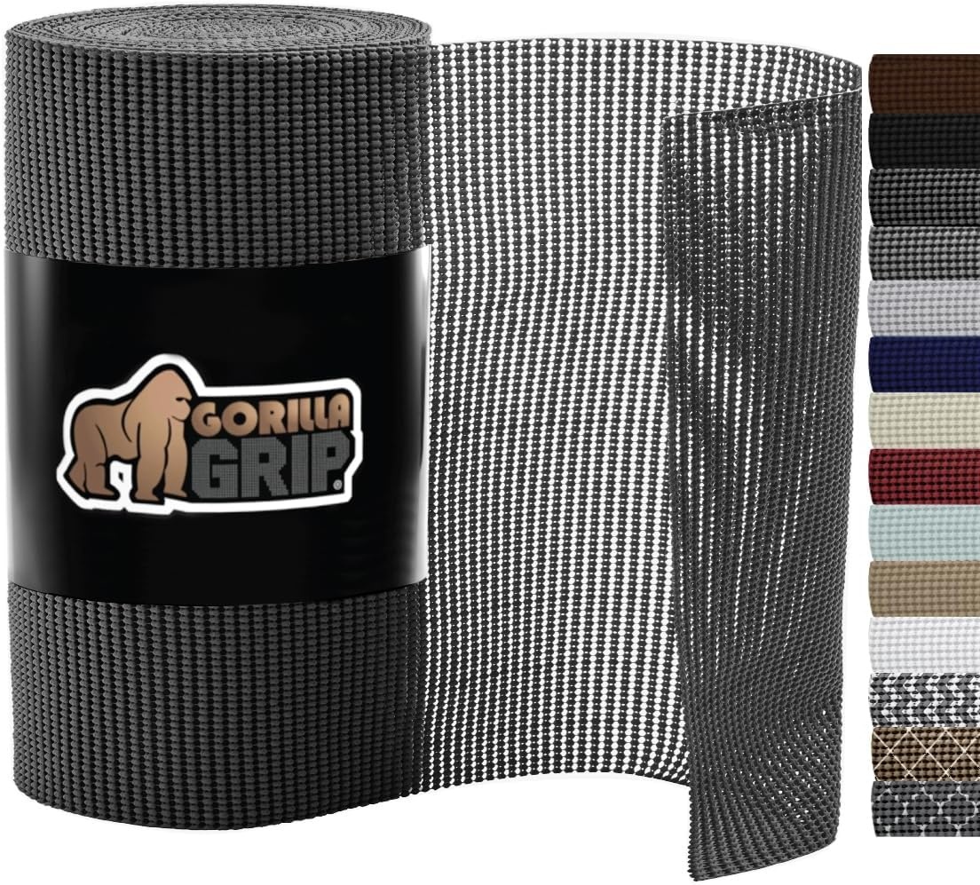 image:imageGORILLA GRIP powerGRIP Drawer Shelf and Cabinet Liner Thick Strong Hold NonAdhesive Liners Protect Kitchen Cabinets and Cupboard Bathroom Drawers Easy Install Breathable Mat 12 x10 BeigeCharcoal