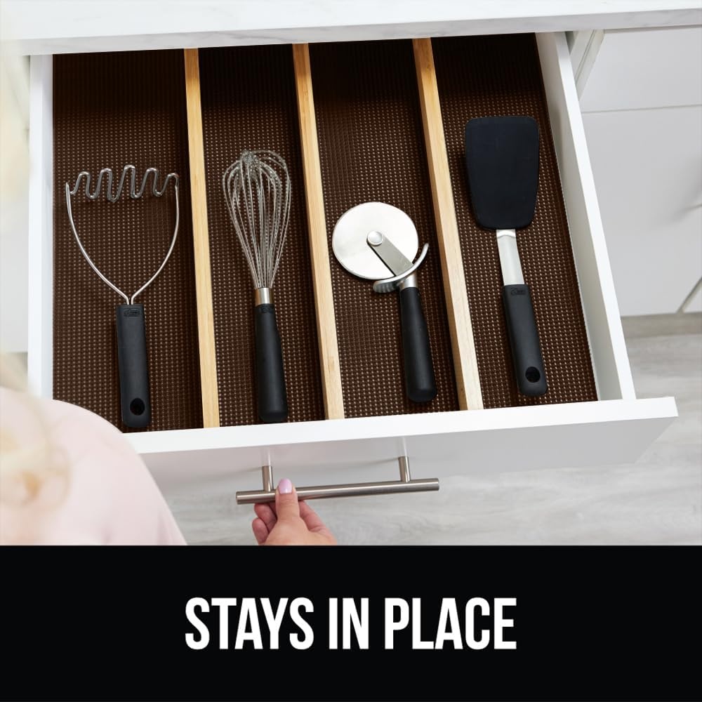 image:imageGORILLA GRIP powerGRIP Drawer Shelf and Cabinet Liner Thick Strong Hold NonAdhesive Liners Protect Kitchen Cabinets and Cupboard Bathroom Drawers Easy Install Breathable Mat 12 x10 BeigeChocolate