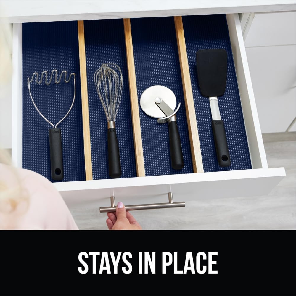 image:imageGORILLA GRIP powerGRIP Drawer Shelf and Cabinet Liner Thick Strong Hold NonAdhesive Liners Protect Kitchen Cabinets and Cupboard Bathroom Drawers Easy Install Breathable Mat 12 x10 BeigeNavy