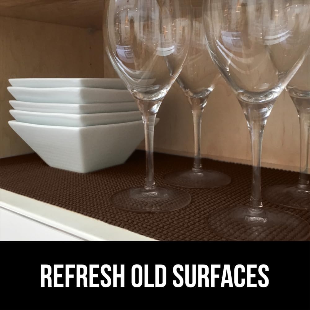 image:imageGORILLA GRIP powerGRIP Drawer Shelf and Cabinet Liner Thick Strong Hold NonAdhesive Liners Protect Kitchen Cabinets and Cupboard Bathroom Drawers Easy Install Breathable Mat 12 x10 BeigeChocolate