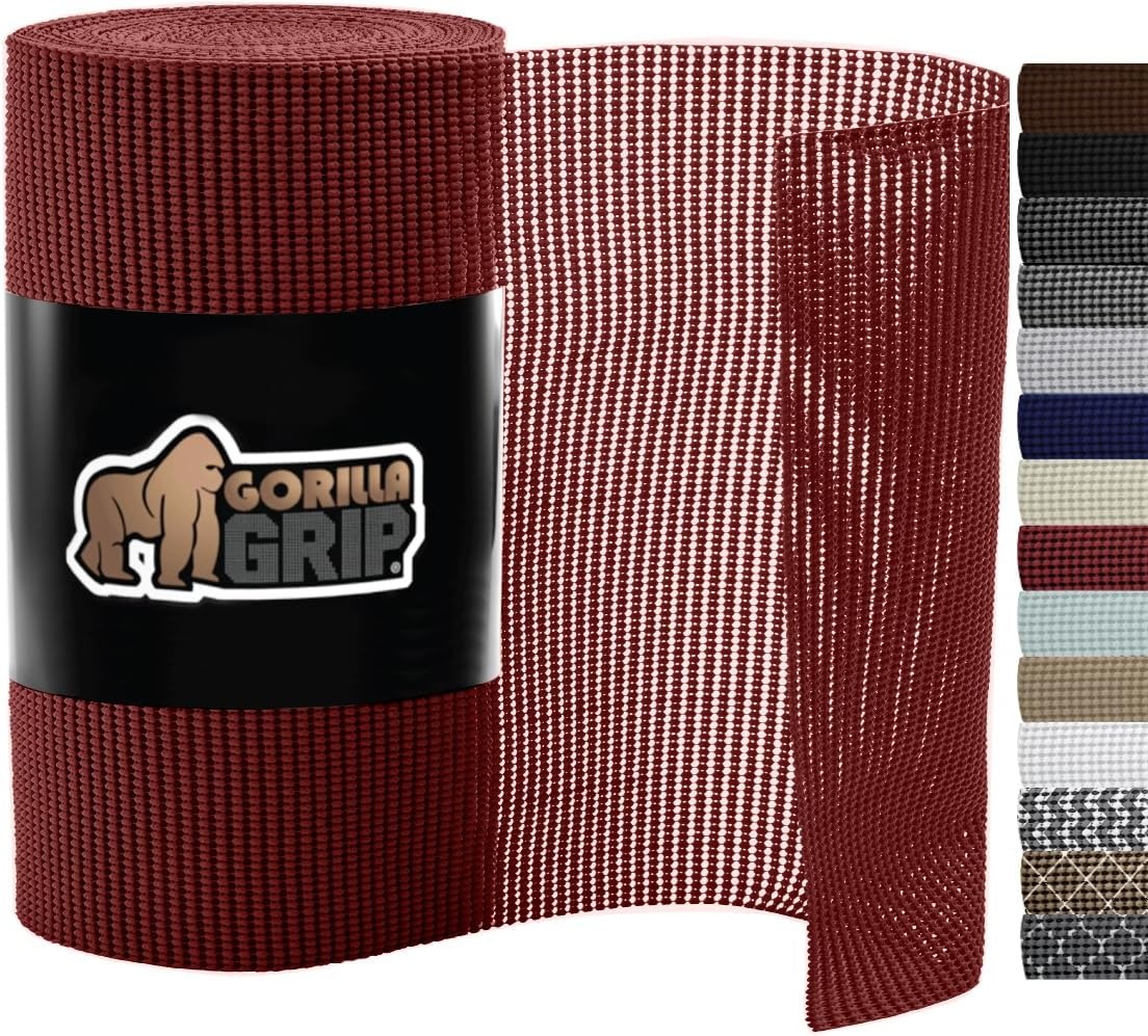 image:imageGORILLA GRIP powerGRIP Drawer Shelf and Cabinet Liner Thick Strong Hold NonAdhesive Liners Protect Kitchen Cabinets and Cupboard Bathroom Drawers Easy Install Breathable Mat 12 x10 BeigeRed