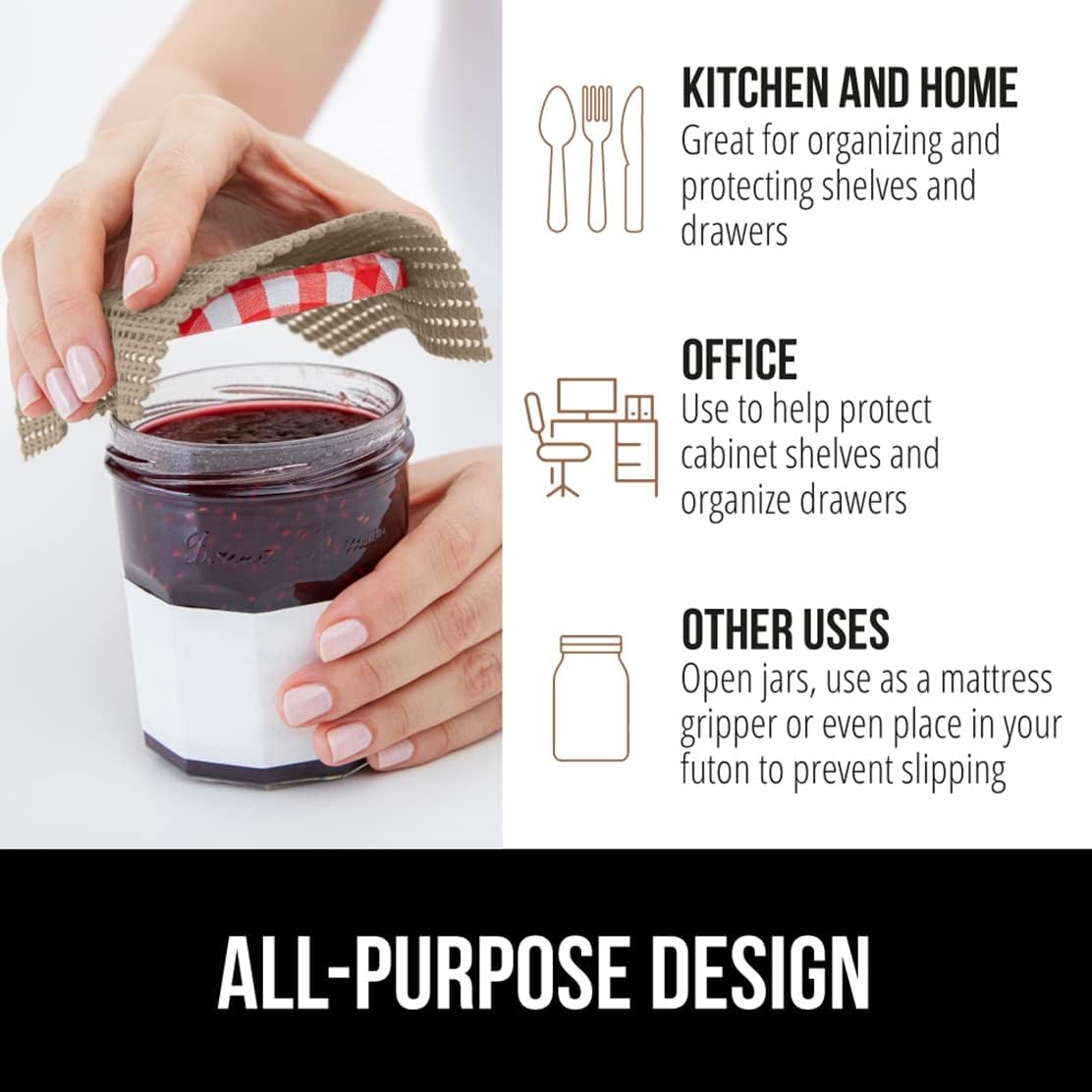 image:imageGORILLA GRIP powerGRIP Drawer Shelf and Cabinet Liner Thick Strong Hold NonAdhesive Liners Protect Kitchen Cabinets and Cupboard Bathroom Drawers Easy Install Breathable Mat 12 x10 BeigeBeige