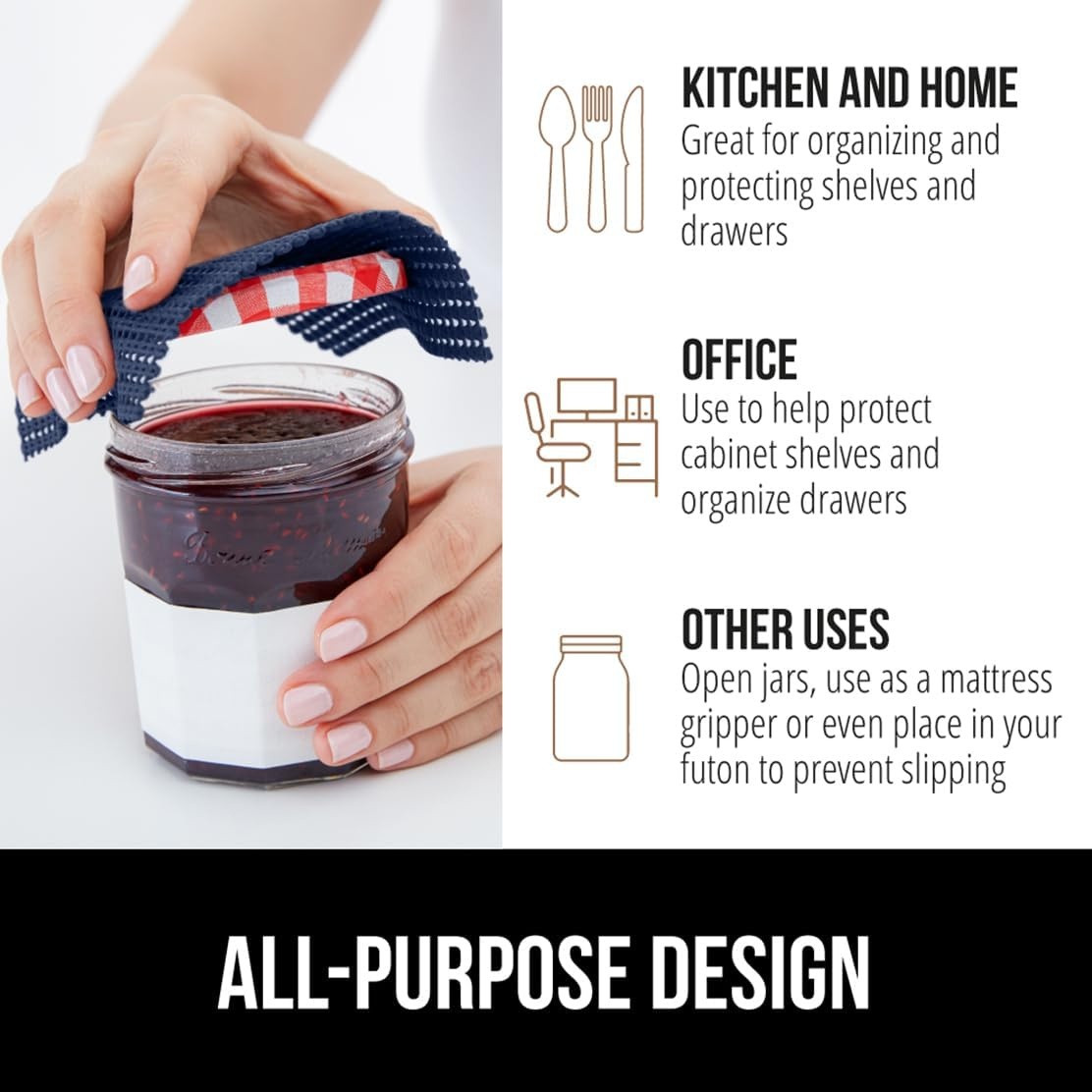 image:imageGORILLA GRIP powerGRIP Drawer Shelf and Cabinet Liner Thick Strong Hold NonAdhesive Liners Protect Kitchen Cabinets and Cupboard Bathroom Drawers Easy Install Breathable Mat 12 x10 BeigeNavy
